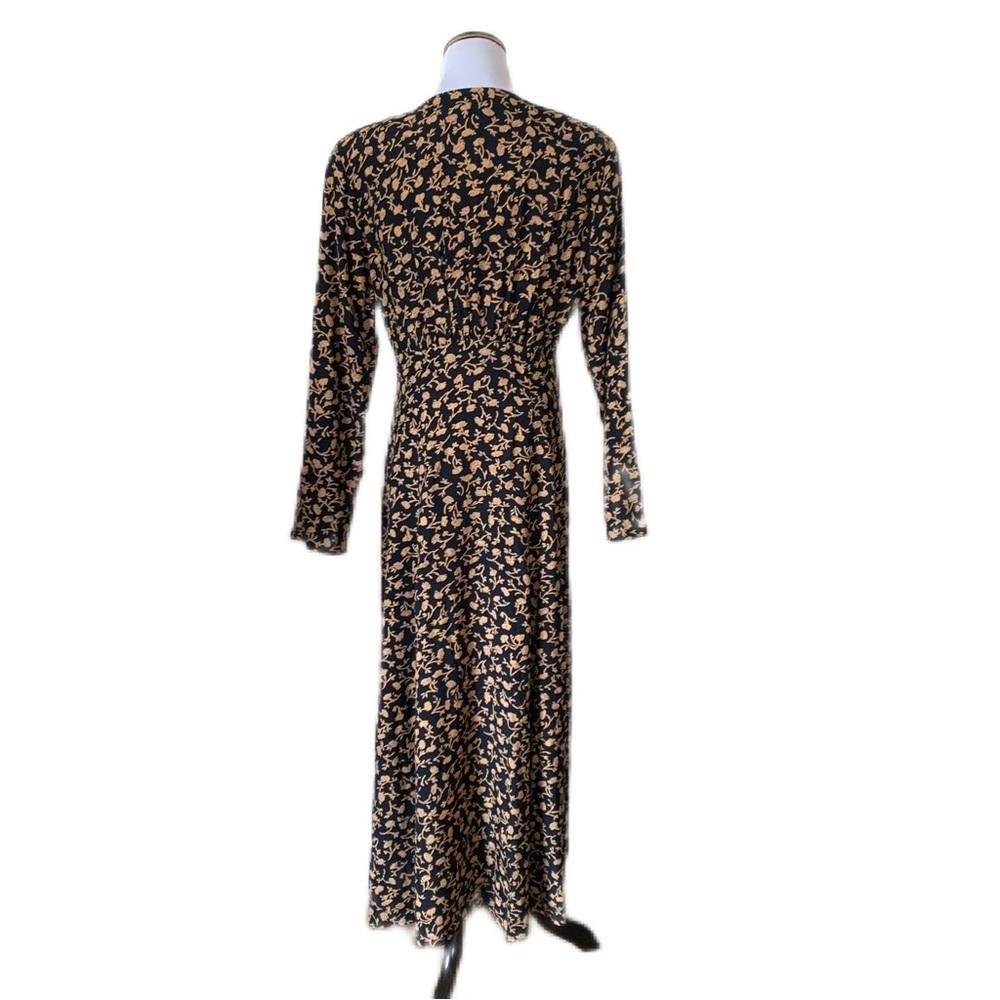 Hugo Buscati SZ 14 Vintage Brown/Black Floral MIDI Dress - Picture 6 of 14